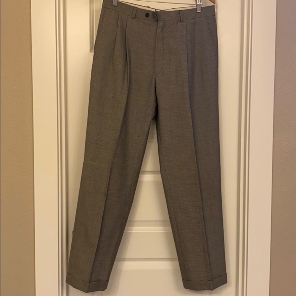 Black and cream checked suit pants
